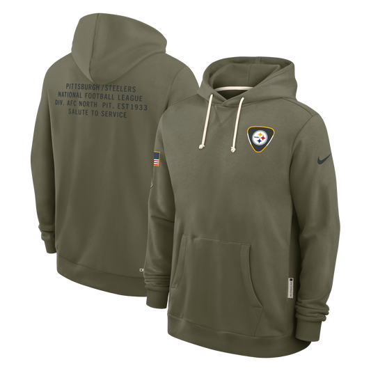 Men's Pittsburgh Steelers Nike Olive Green 2025 Salute To Service Club Pullover Hoodie - Pro Jersey Sports