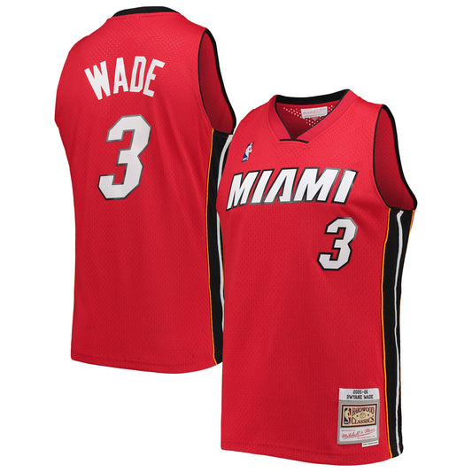 Men's Miami Heat Dwyane Wade Mitchell & Ness Red 2005-06 Hardwood Classics Swingman Jersey - Pro Jersey Sports