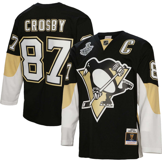 Sidney Crosby Pittsburgh Penguins Mitchell & Ness 2008/09 Captain Patch Blue Line Player Jersey - Black - Pro Jersey Sports