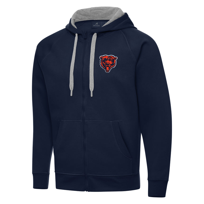 Men's Antigua Navy Chicago Bears Bear Head Victory Full-Zip Hoodie - Pro Jersey Sports