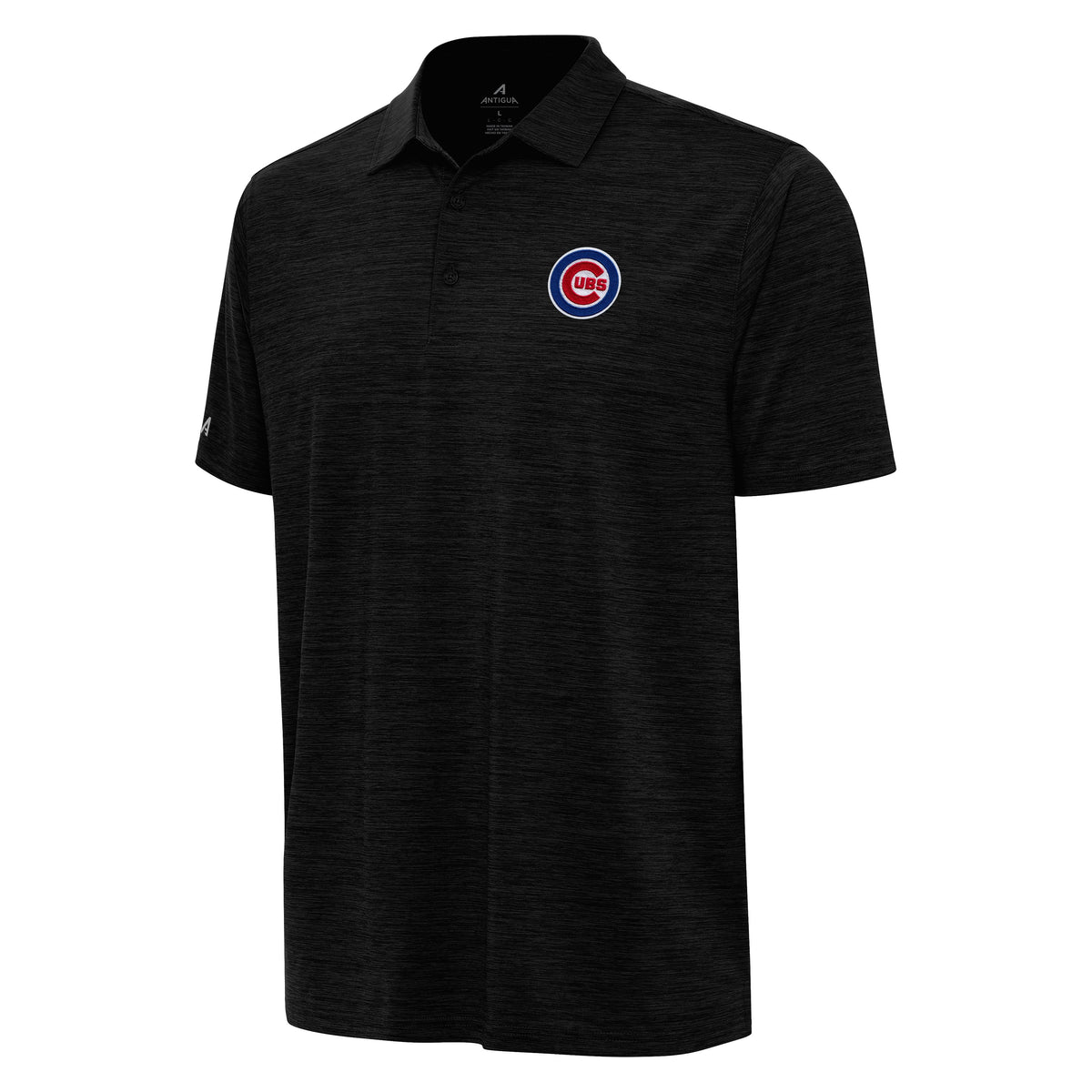 Men's Chicago Cubs Antigua Black Primary Logo Layout Polo