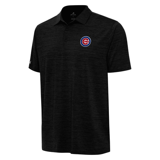 Men's Chicago Cubs Antigua Black Primary Logo Layout Polo