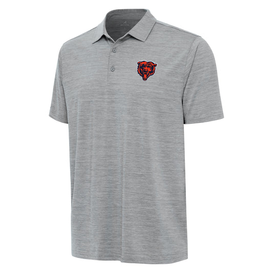 Men's Chicago Bears Antigua Heather Gray Primary Logo Layout Polo
