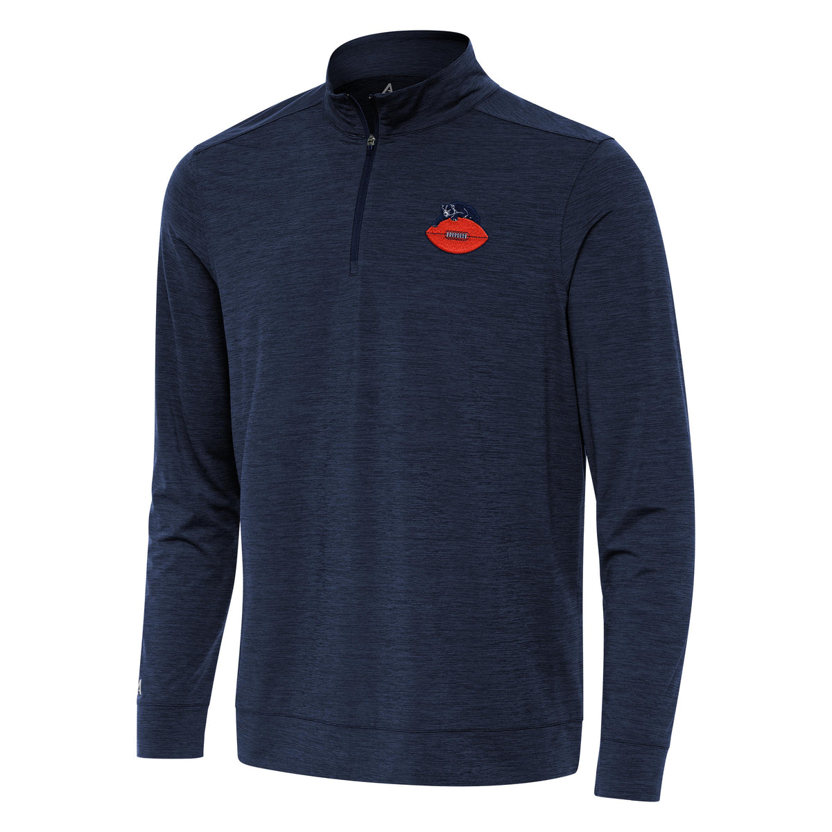 Men's Chicago Bears Antigua Navy 1946 Logo Bright QZ 1/4 Zip Fleece Lightweight Pullover Top