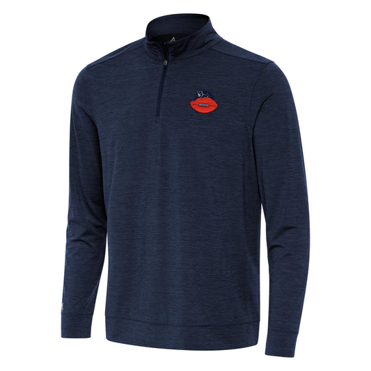 Men's Chicago Bears Antigua Navy 1946 Logo Bright QZ 1/4 Zip Fleece Lightweight Pullover Top
