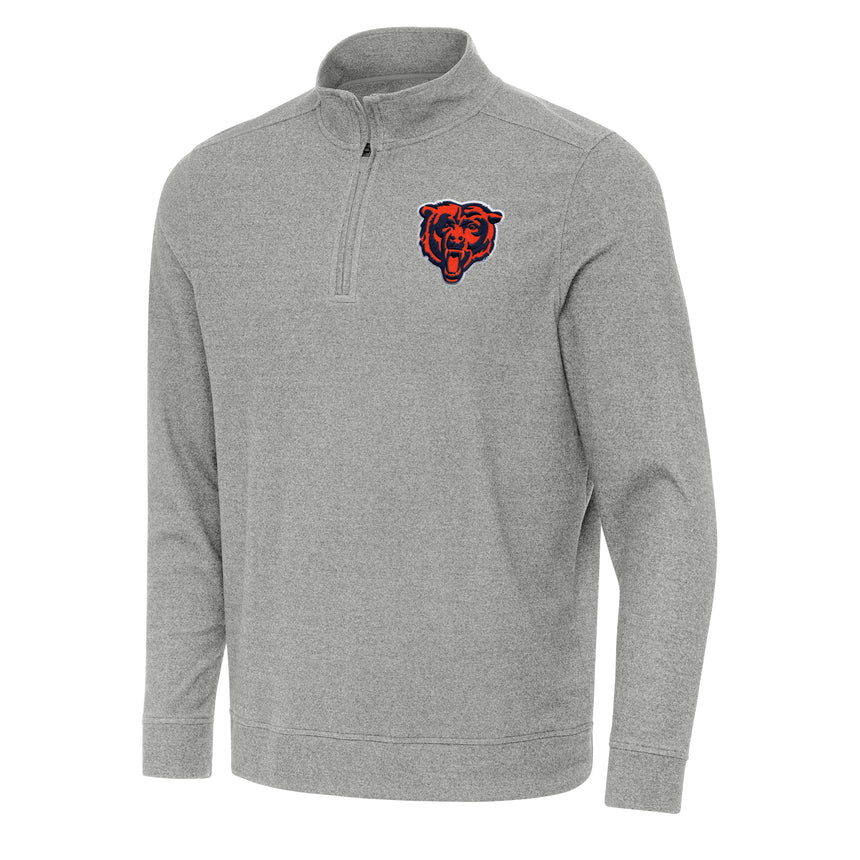 Men's Chicago Bears Antigua Heather Gray Subtle Quarter-Zip Top - Pro Jersey Sports