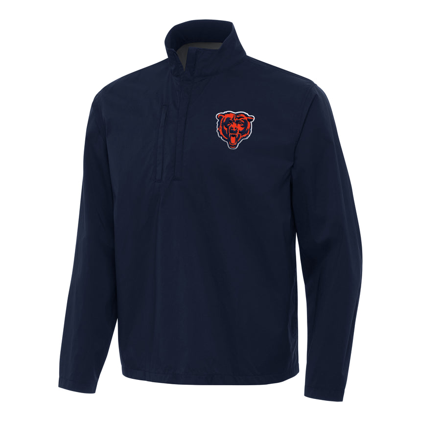 Men's Chicago Bears Antigua Navy Brisk Long Sleeve 1/4 Zip Windbreaker - Pro Jersey Sports