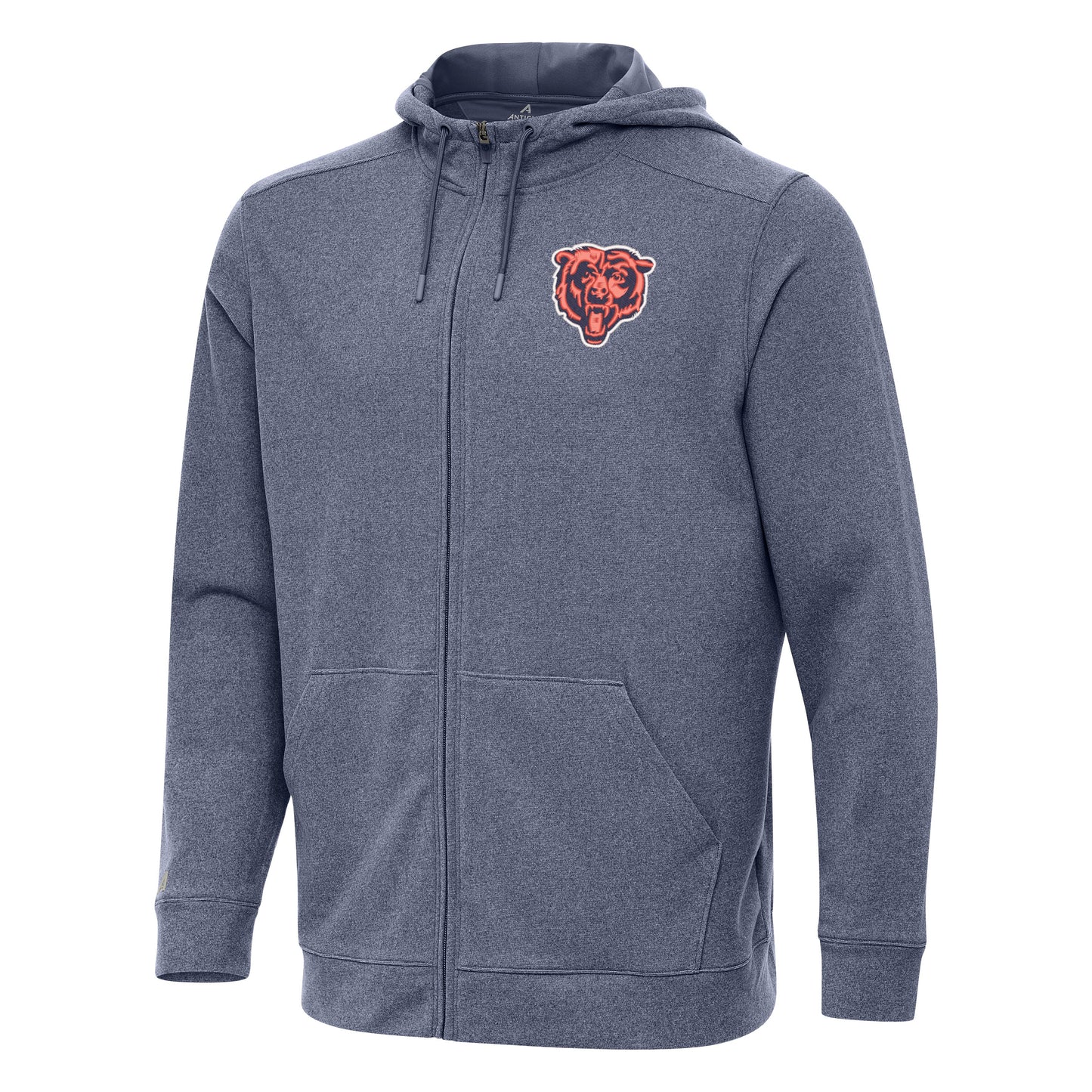 Mens Chicago Bears Antigua Effortless Full-Zip Hoodie - Heather Navy