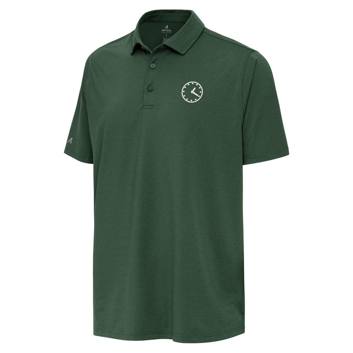 Men's Chicago Cubs Antigua 1:20 Clock Green Hurdle Polo