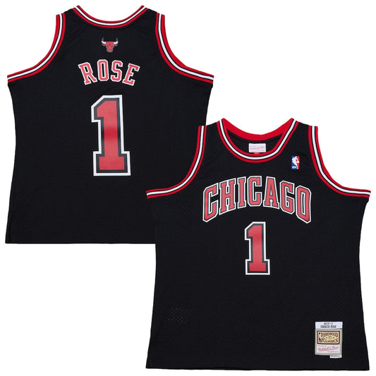 Men's Chicago Bulls Derrick Rose Mitchell & Ness Black 2010-11 Hardwood Classics Swingman Jersey