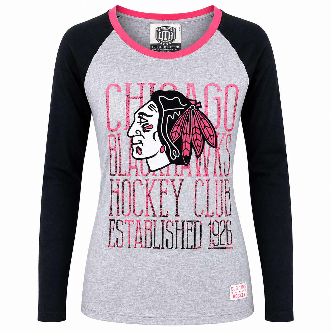 Youth Girls Chicago Blackhawks Harmony Crewneck L/S T-Shirt By Old Time hockey