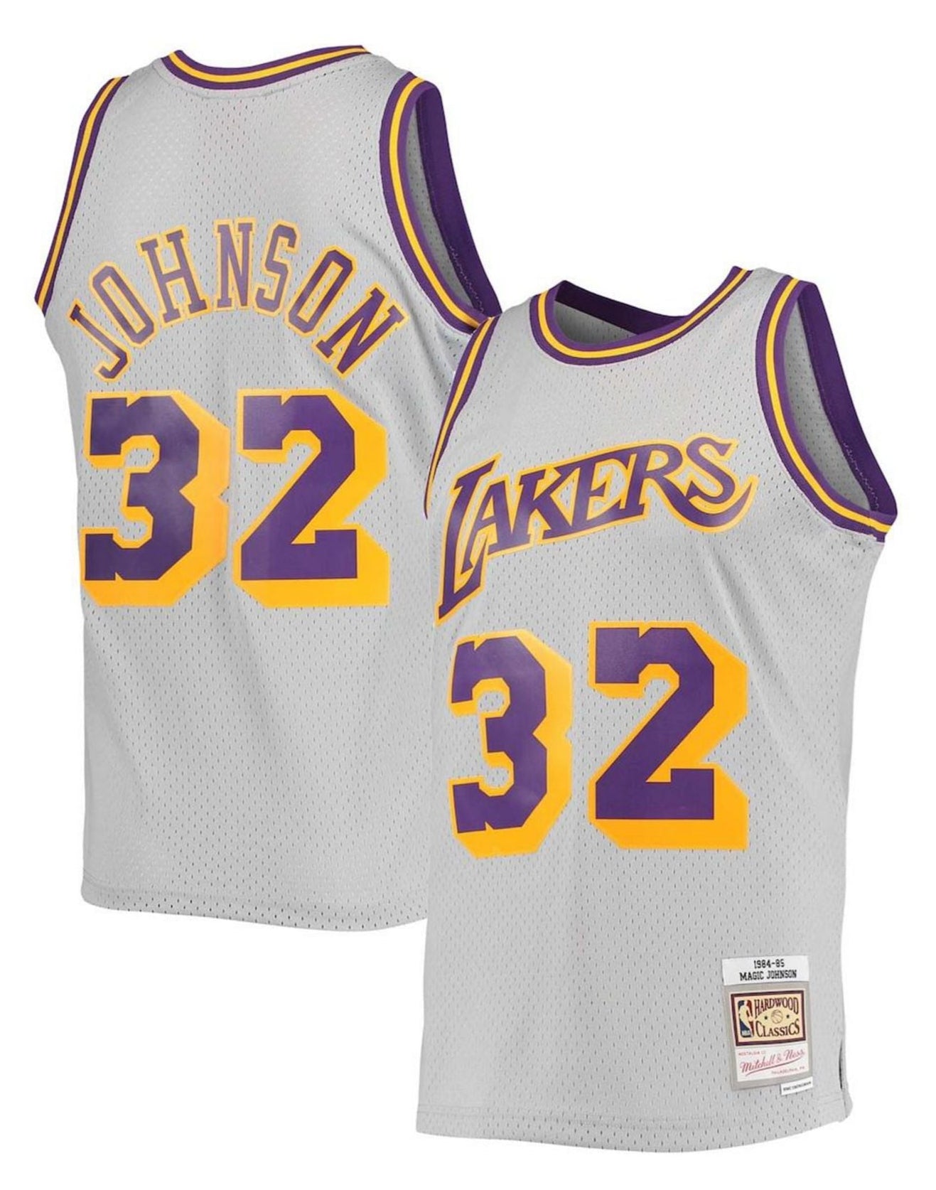 Men's Magic Johnson Los Angeles Lakers Mitchell & Ness 1984-85 Hardwood Classics Reload 2.0 Swingman Jersey - Gray - Pro Jersey Sports