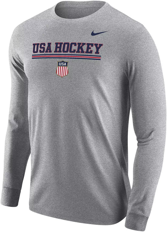 Men's US Hockey Nike Dark Heather Bar 2026 Core Long Sleeve T-Shirt - Pro Jersey Sports