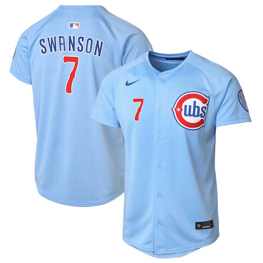 Youth Dansby Swanson Chicago Cubs Baby Blue Blues Alternate 2 Nike Limited Replica Jersey - Pro Jersey Sports