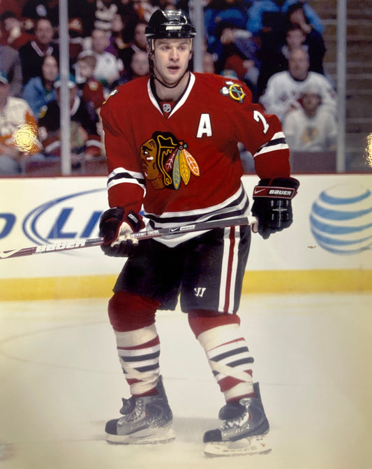 Brent Seabrook "A" Patch Chicago Blackhawks Action Photo (8X10) - Pro Jersey Sports