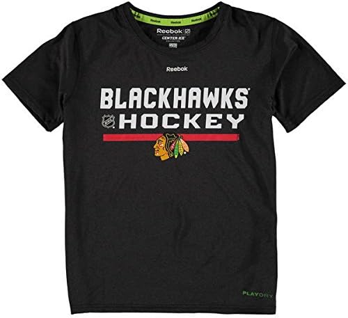 Chicago Blackhawks Youth Center Ice Play Dry Short Sleeve Tee-Black - Pro Jersey Sports
