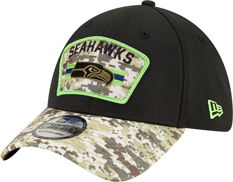 Men's Seattle Seahawks New Era Black 2021 Salute to Service 39THIRTY Flex Hat - Pro Jersey Sports