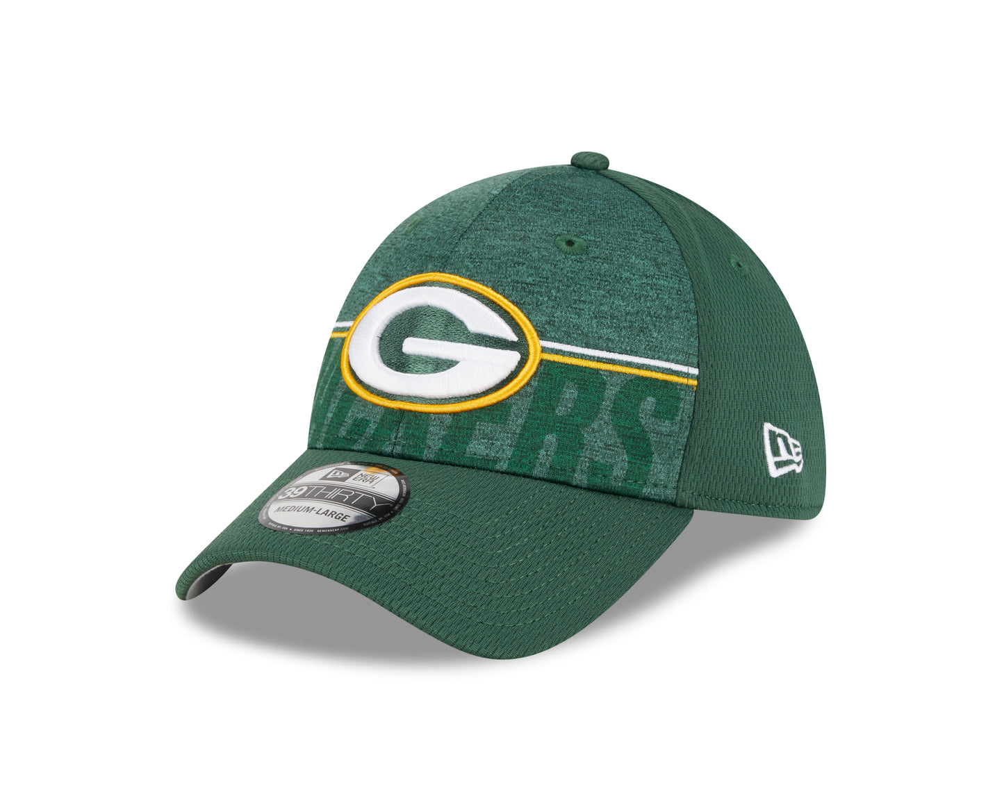 Men's Green Bay Packers New Era NFL 2023 Training Camp Green Primary Logo 39THIRTY Flex Fit Hat - Pro Jersey Sports