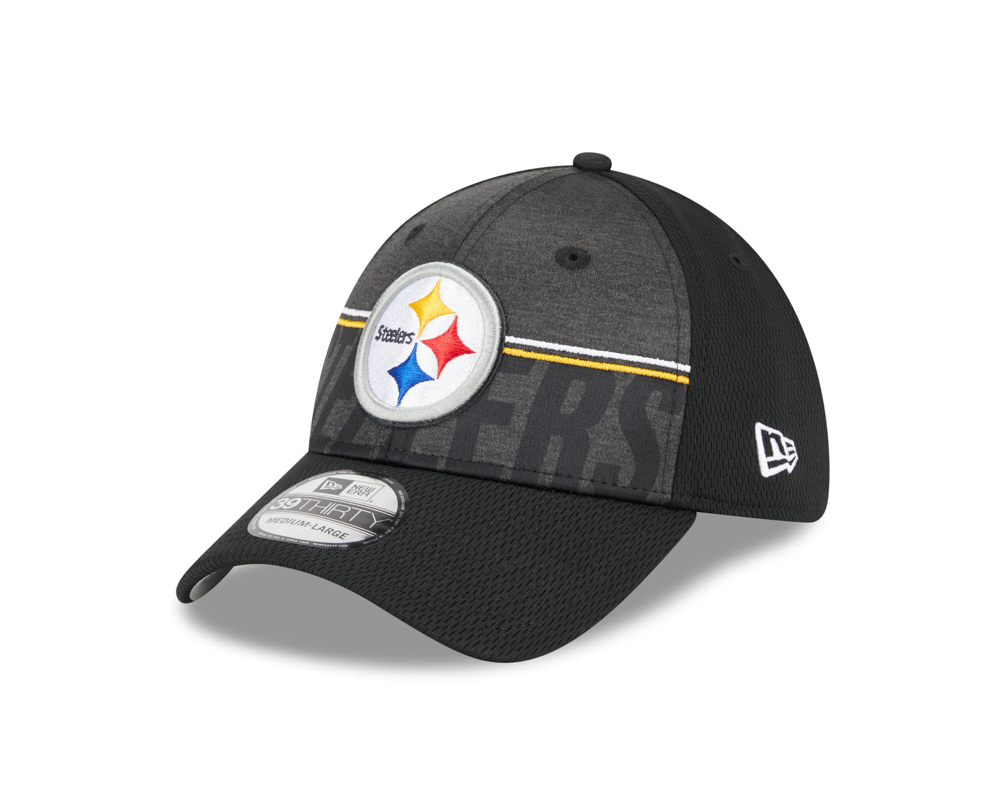 Men's Pittsburgh Steelers New Era NFL 2023 Training Camp Black Primary Logo 39THIRTY Flex Fit Hat - Pro Jersey Sports