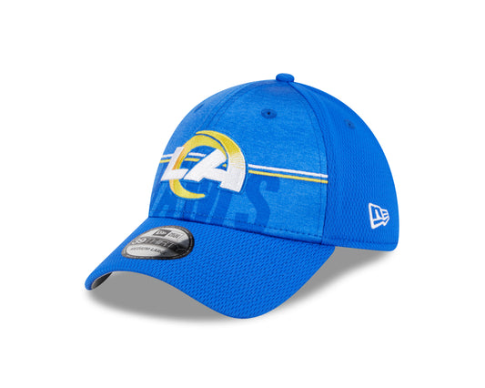 Men's Los Angeles Rams New Era NFL 2023 Training Camp Blue Primary Logo 39THIRTY Flex Fit Hat