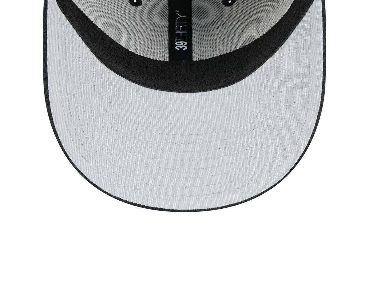 Men's Las Vegas Raiders New Era NFL 2023 Training Camp Black Primary Logo 39THIRTY Flex Fit Hat - Pro Jersey Sports