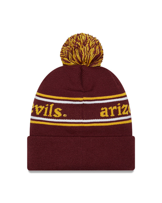 Arizona State Sun Devils Maroon New Era Marquee Cuffed Knit Hat with Pom - Pro Jersey Sports