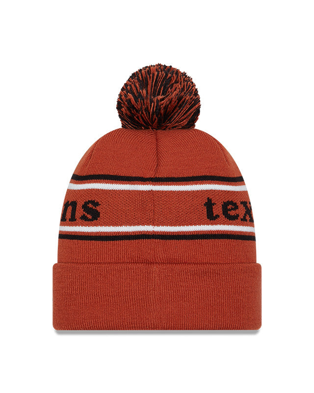 Texas Longhorns Burnt Orange New Era Marquee Cuffed Knit Hat with Pom - Pro Jersey Sports