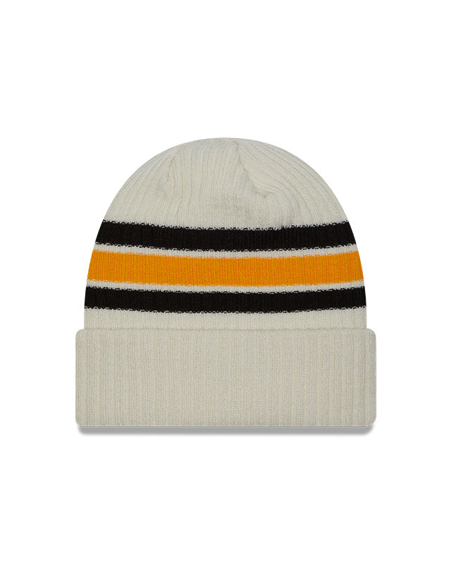 Men's Iowa Hawkeyes New Era Off White Vintage Cuffed Knit Hat - Pro Jersey Sports