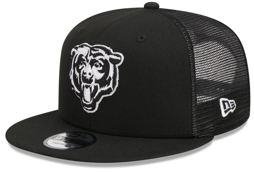 Chicago Bears New Era Primary Black and White Trucker 9FIFTY Snapback Hat - Pro Jersey Sports