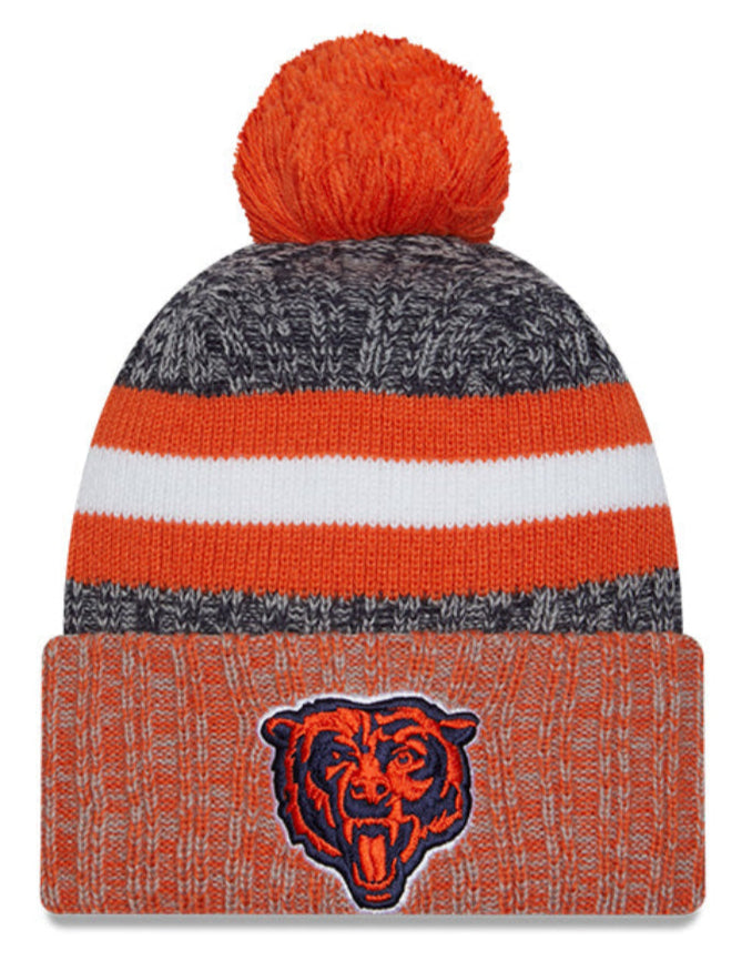 Men's Chicago Bears New Era Orange/Navy 2023 Sideline Cuffed Knit Hat With Pom - Pro Jersey Sports