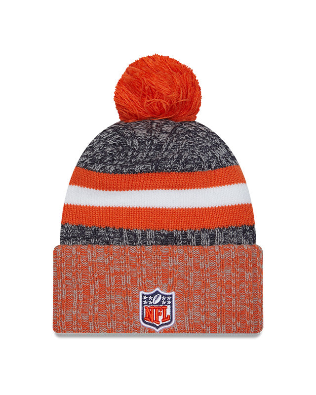 Men's Chicago Bears New Era Orange/Navy 2023 Sideline Cuffed Knit Hat With Pom - Pro Jersey Sports