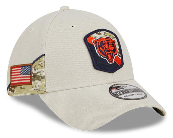 Men's Chicago Bears New Era Stone 2023 Salute to Service Primary Logo 39THIRTY Flex Hat - Pro Jersey Sports