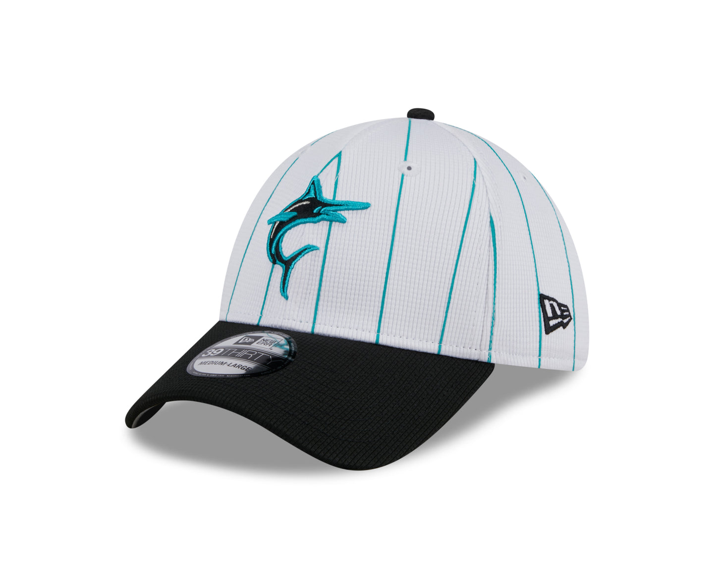 Men's Miami Marlins New Era 2024 Batting Practice White/Black 39THIRTY Flex-Fit Hat - Pro Jersey Sports