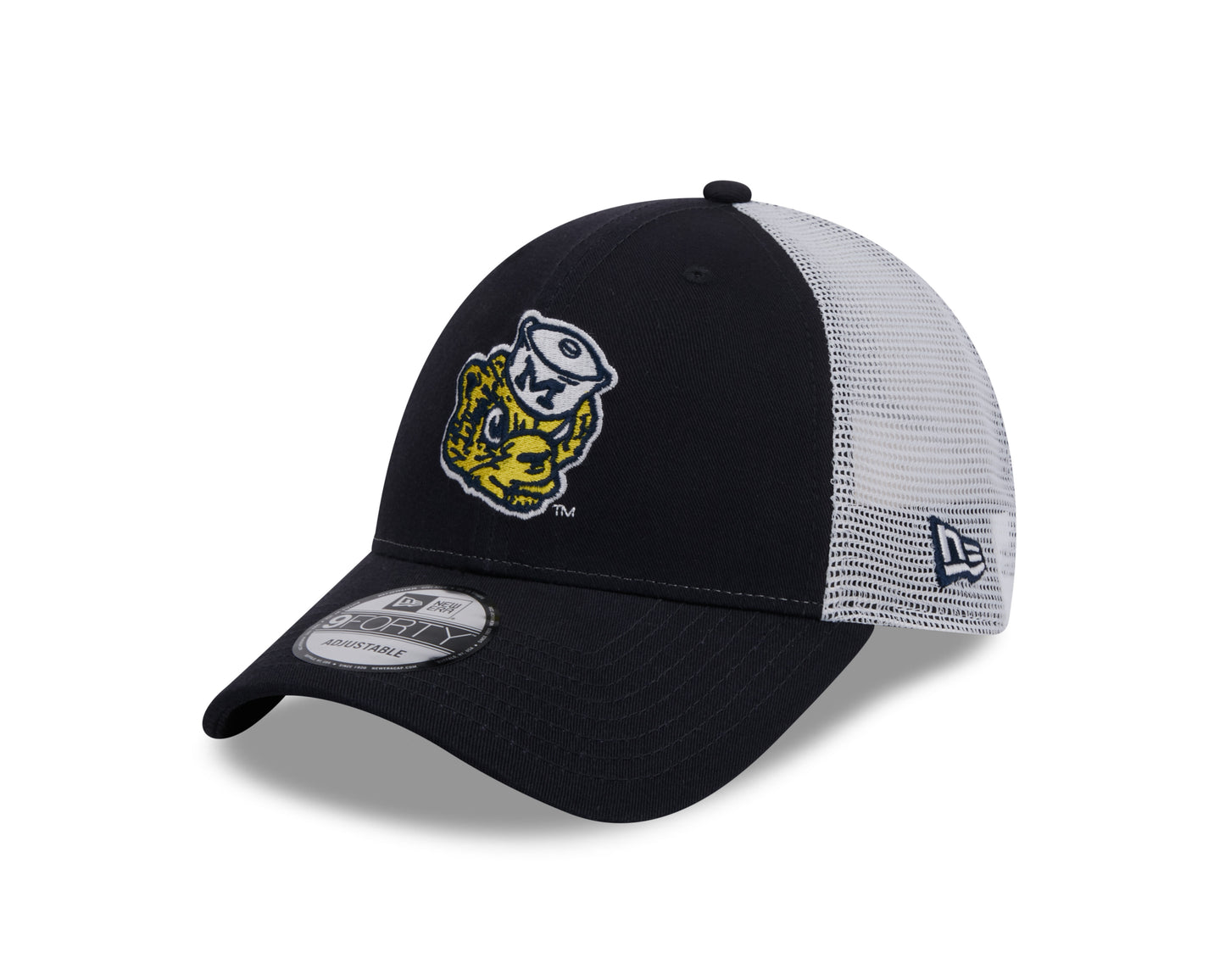 Michigan Wolverines New Era Vault Navy/White Trucker 9FORTY Adjustable Hat - Pro Jersey Sports