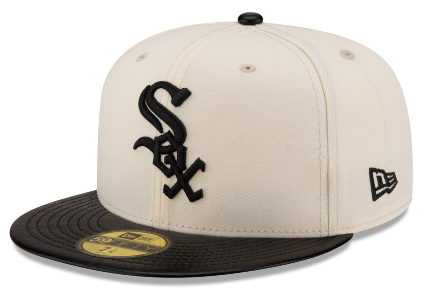 Chicago White Sox Cream/Black Leather Visor New Era 59FIFTY Fitted Hat - Pro Jersey Sports