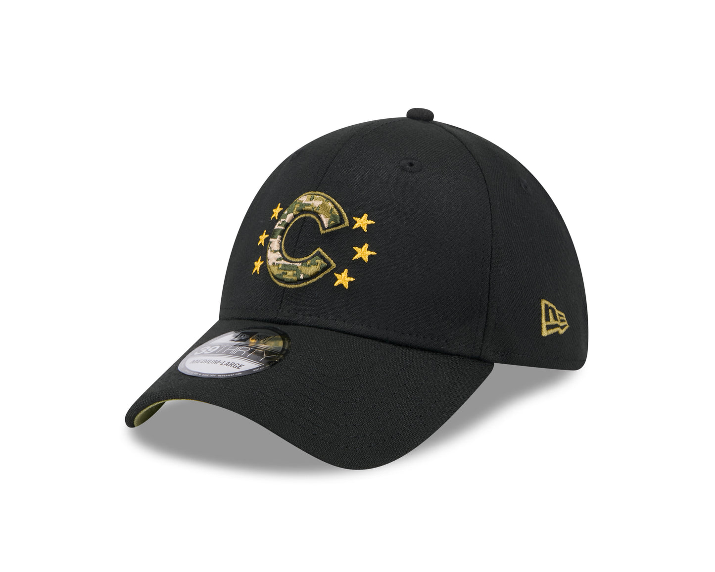 Men's Chicago Cubs New Era 2024 Armed Forces Day Black 39THIRTY Flex Hat
