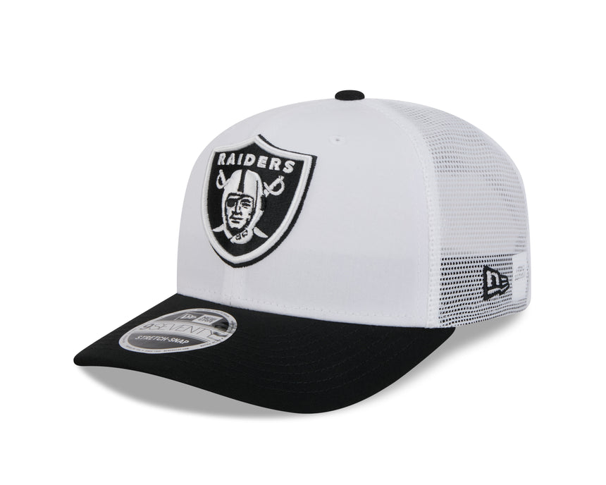 Men's Las Vegas Raiders New Era White/Black 2024 NFL Training Camp 9SEVENTY Trucker Hat - Pro Jersey Sports