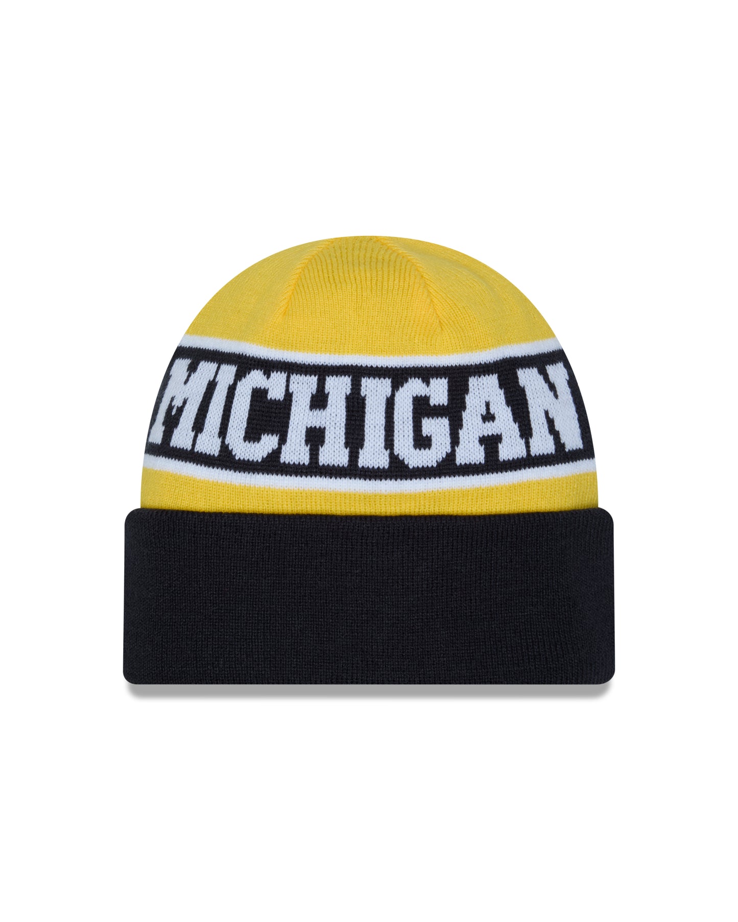 Men's Michigan Wolverines New Era Maize and Blue Reversible Cuffed Knit Hat - Pro Jersey Sports