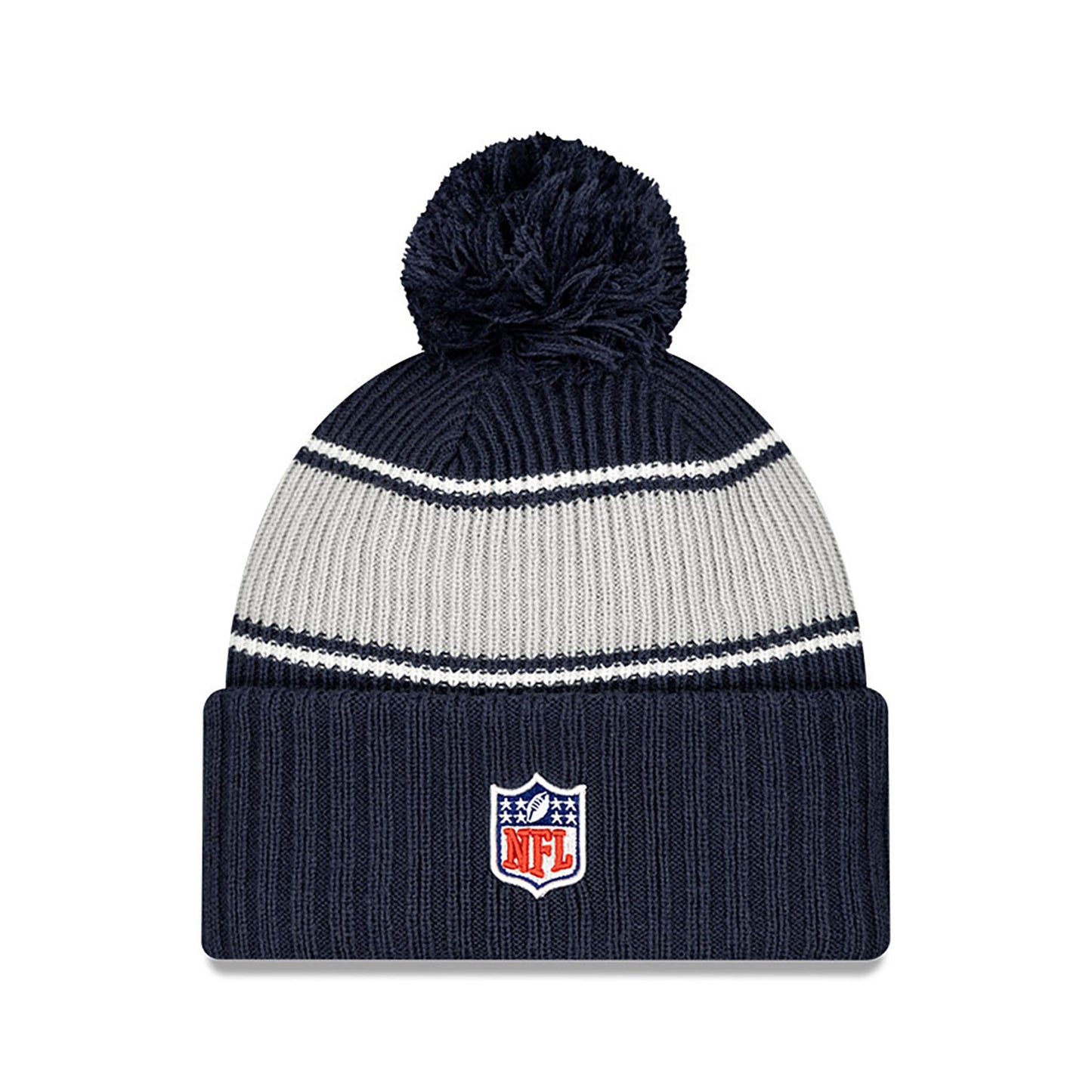 Dallas Cowboys New Era 2024 NFL Sideline Navy Cuffed Pom Knit Hat - Pro Jersey Sports