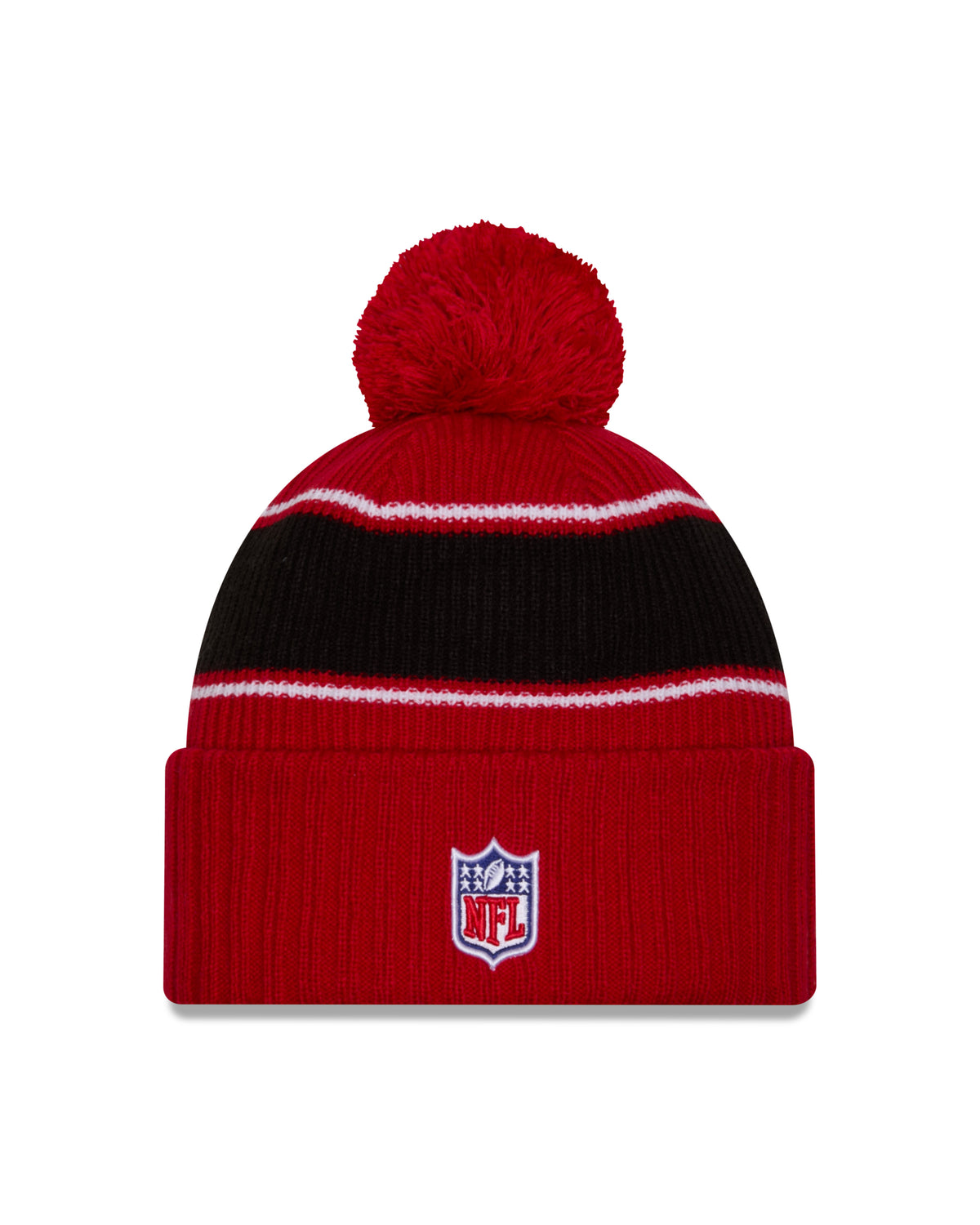 San Francisco 49ers New Era 2024 NFL Sideline Red Cuffed Pom Knit Hat - Pro Jersey Sports