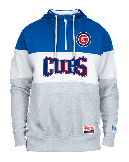 Mens Chicago Cubs New Era White/Royal/Gray Half Zip Hoodie - Pro Jersey Sports