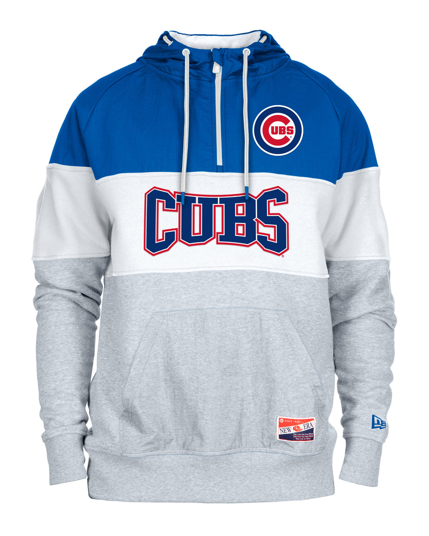 Mens Chicago Cubs New Era White/Royal/Gray Half Zip Hoodie - Pro Jersey Sports