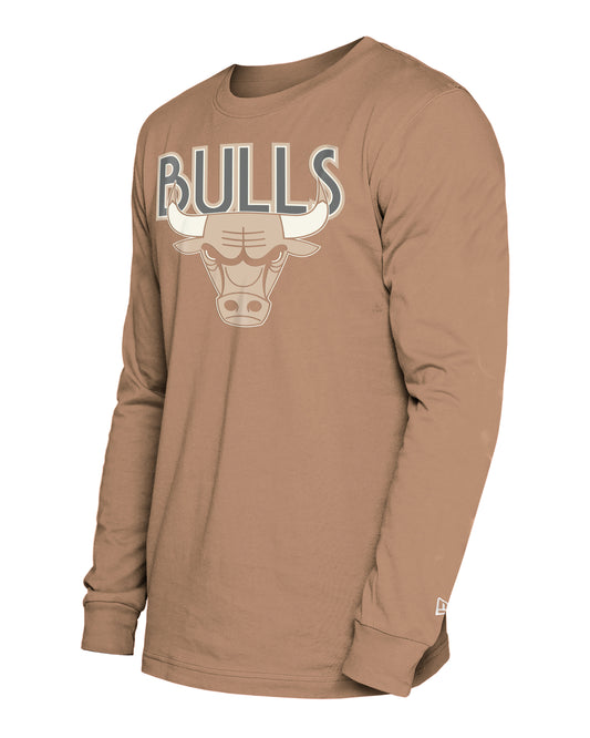 Men's Chicago Bulls New Era NBA City Edition Wheat Long Sleeve Tee - Pro Jersey Sports