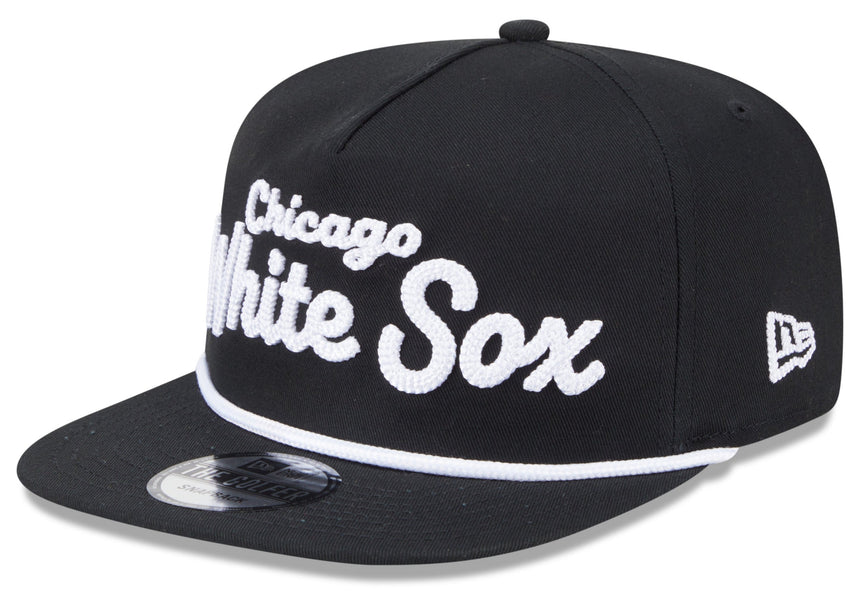 Chicago White Sox New Era Black Team Text The Golfer Snapback Hat - Pro Jersey Sports