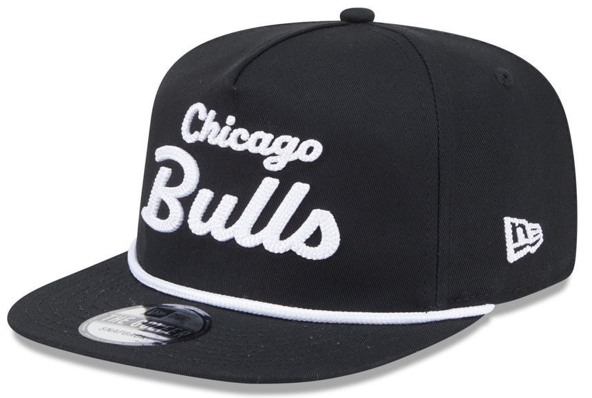 Chicago Bulls New Era Black Team Text The Golfer Snapback Hat - Pro Jersey Sports