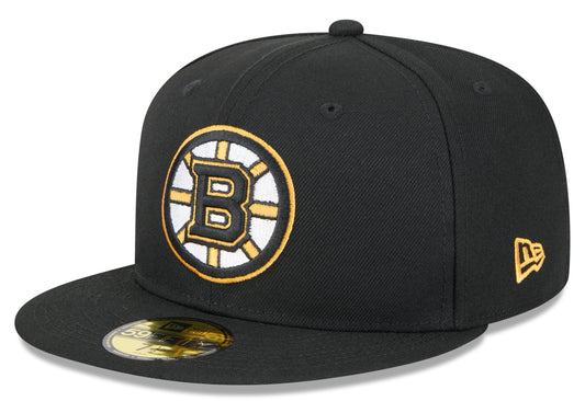 Boston Bruins Black Basic New Era 59FIFTY Fitted Hat - Pro Jersey Sports