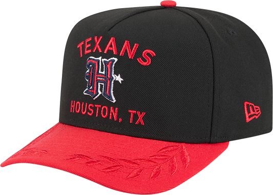 Men's Houston Texans New Era 2025 NFL Draft Black A-Frame 9FIFTY Snapback Adjustable Hat - Pro Jersey Sports