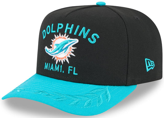 Men's Miami Dolphins New Era 2025 NFL Draft Black A-Frame 9FIFTY Snapback Adjustable Hat - Pro Jersey Sports