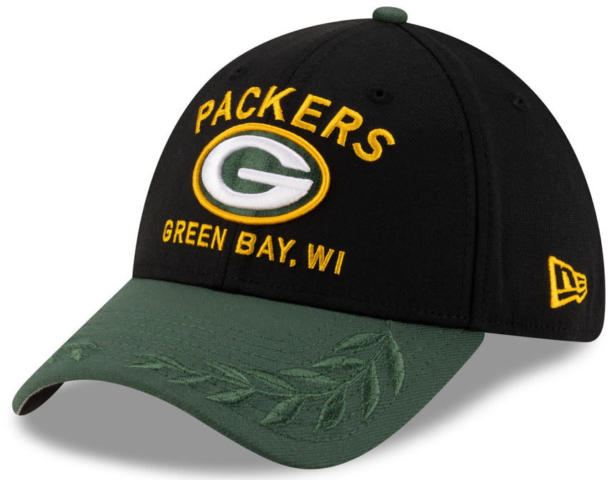 Men's Green Bay Packers New Era 2025 NFL Draft Black 39THIRTY Flex Fit Hat - Pro Jersey Sports