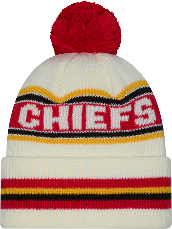 Kansas City Chiefs New Era Off White Knit Classic Cuffed Pom Knit - Pro Jersey Sports